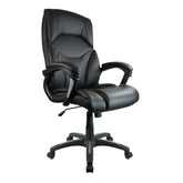 Nautilus Designs Wellington High Back Leather Effect Luxuriously Padded Executive Office Chair With Fixed Arms Black - BCP/T102/BK DD
